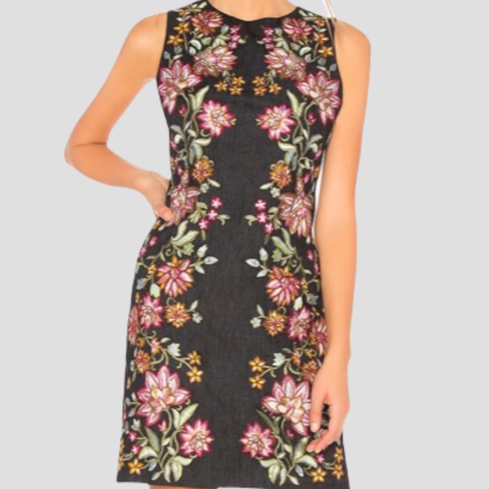 ALICE + OLIVIA
Nat Embroidered Cotton-Stretch Mini Cocktail Dress